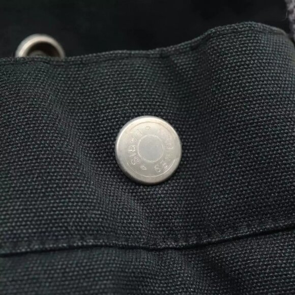 HERMES Fourre Tout MM Hand Bag Canvas Black Gray Silver Auth - Picture 10 of 16